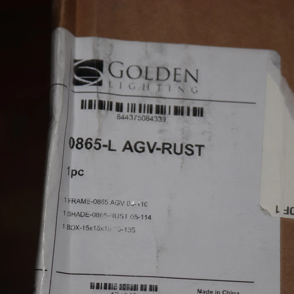 Luz colgante Golden Lighting Rust Kinsley acero galvanizado envejecido 0865-L AGV-RUST Foto 2 de 4