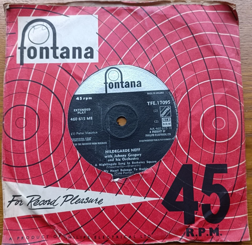 Hildegarde Neff With John Gregory And His Orchestra 1959 1st UK 7" EP TFE.17095 - Image 3 of 3