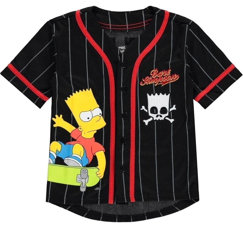 Camiseta deportiva de béisbol Bart Simpson para niños - niños pequeños y grandes tallas 4-20 negra Foto 2 de 4