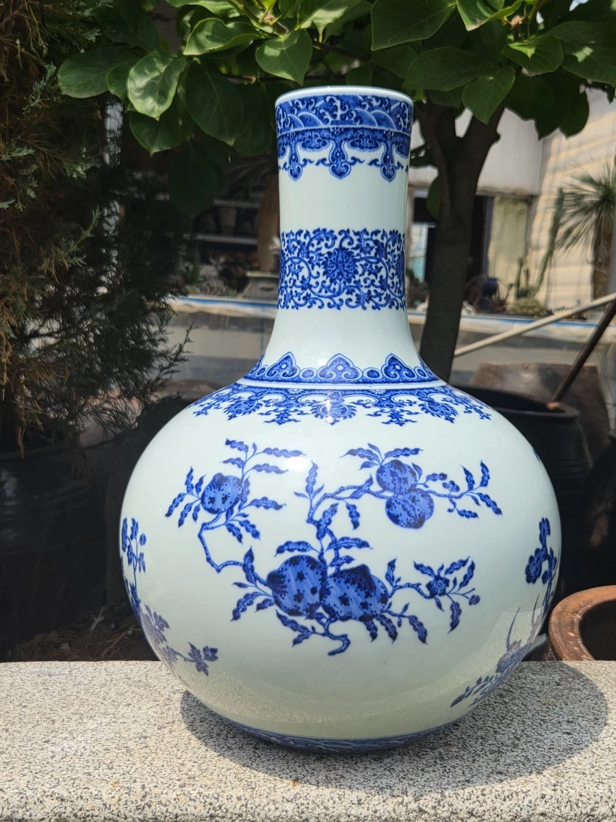 蓝色中国古董花瓶| eBay