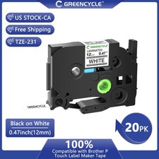 20PK TZe231 Label Tape 12mm Laminated Fits Brother P-Touch PT-E550W PT-D800W