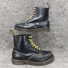 Dr. Martens 1460 Pascal Boots Men's Size 14 Black Leather Combat Yellow Laces