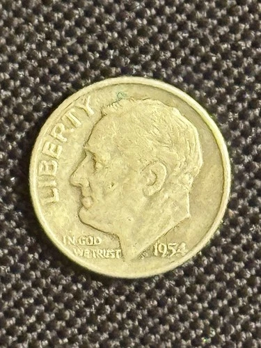 Extremely Beautiful Very Good 1954 D Roosevelt Silver Dime!  90% SILVER