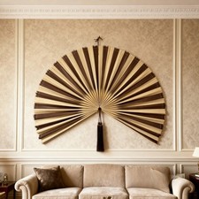 Oversized Bamboo Wall Fan, Handmade Boho Woven Decor, Natural Fan Wall Hanging