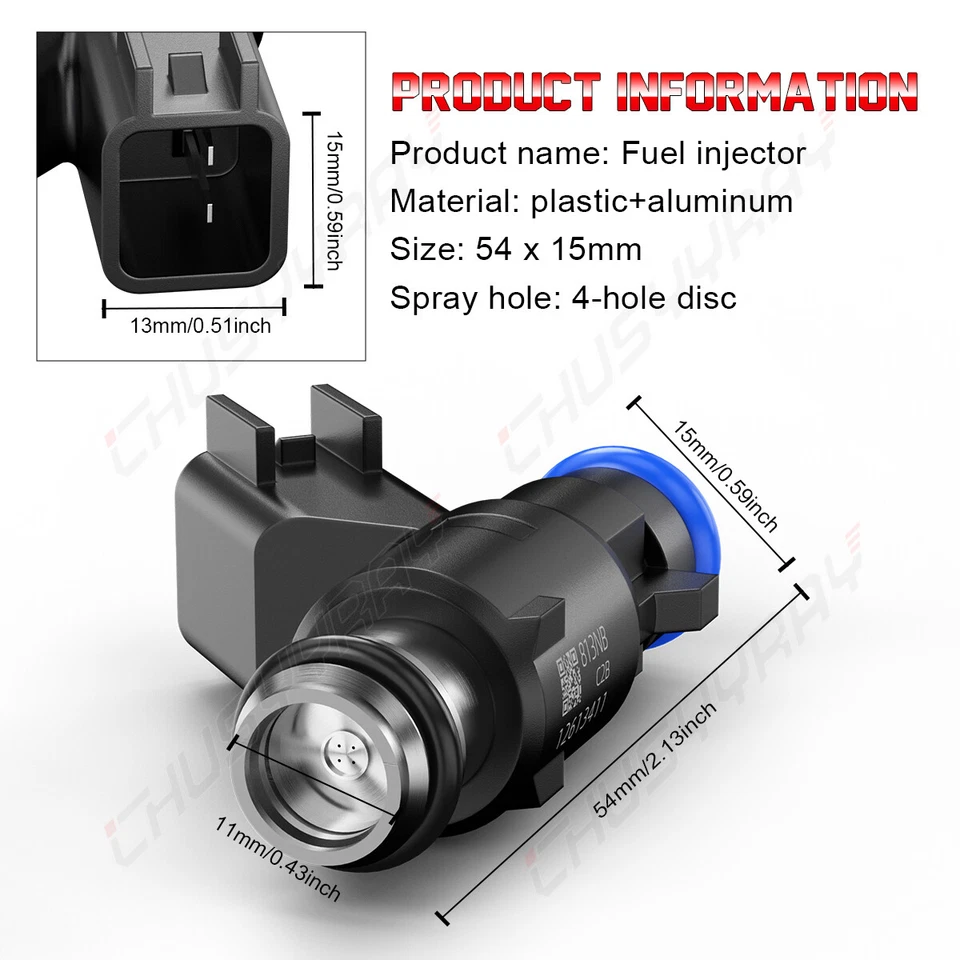 8x Inyector de combustible original 12613411 de 4 orificios para GMC Yukon XL 1500 5,3 L V8 2010-14 Foto 2 de 4