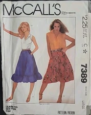7389 Vintage McCalls Sewing Pattern Misses Flared Pull on Skirt Size Lg 1981