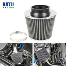 Gray 3" 76mm High Flow Inlet Cold Air Intake Cone Replacement Dry Air Filter