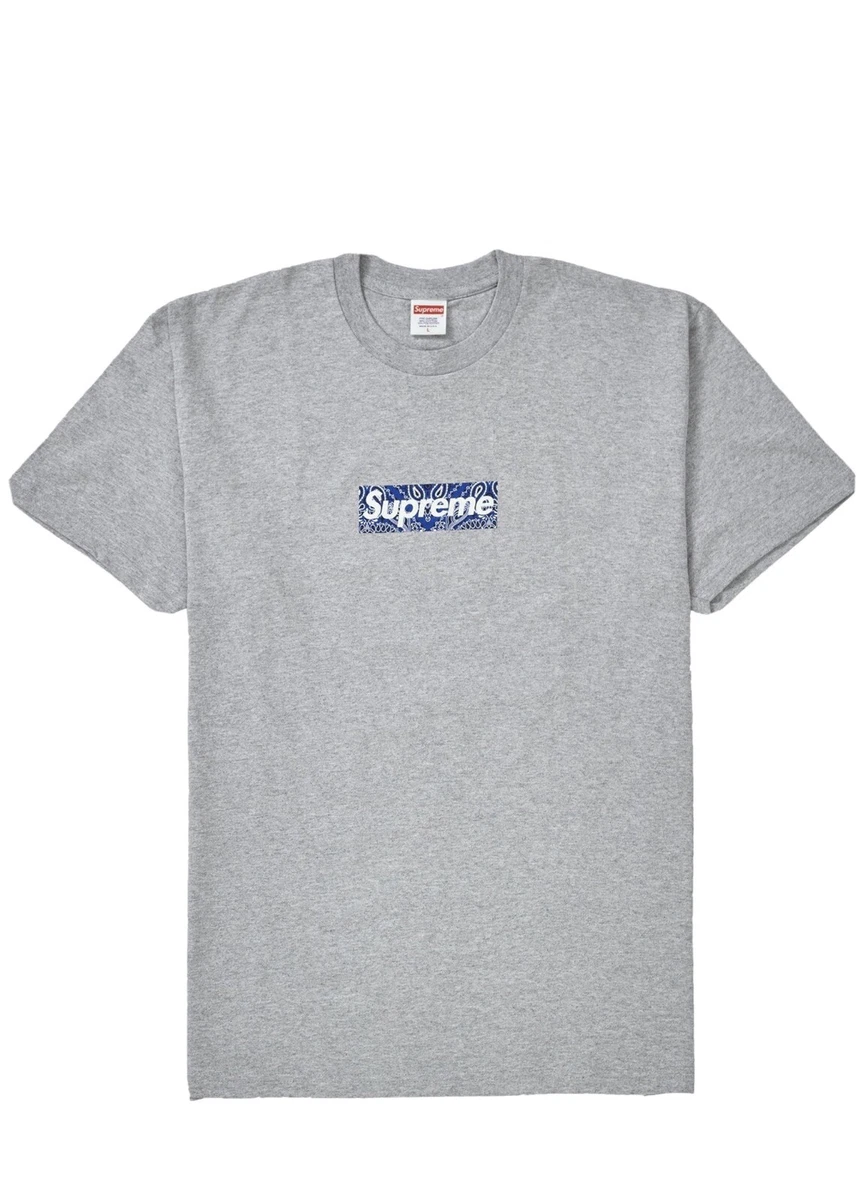 Supreme Bandana Box Logo Tee Heather Gray FW19 Size Medium