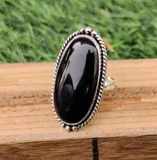 Black Onyx Ring Solid 925 Sterling Silver Handmade Wedding Ring All Size R114