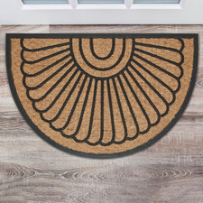 Sunburst Coir and Rubber Outdoor Doormat, , 24" X 36", Half-Round, Natural