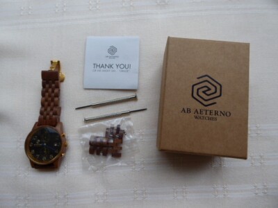 AB AETERNO Watches Unisex Chronograph Holzuhr Quarzuhr aus Walnussholz in OVP