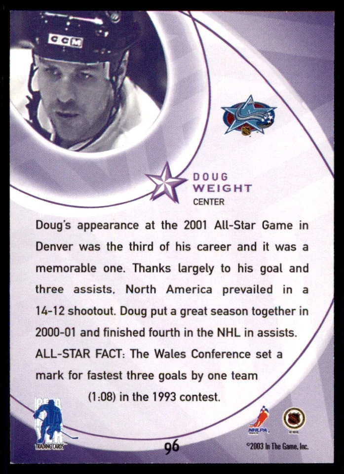 2002-03 Be a Player All-Star Edition Doug Weight Edmonton Oilers #96 - Image 2 of 2