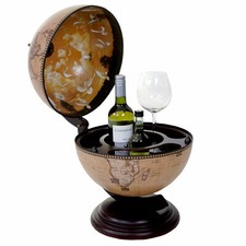 Globus Tischbar MCW-T873, Minibar Tischbar, Weltkugel für 3 Flaschen