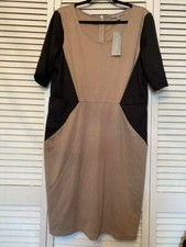 XL 3/4 sleeve Black & Beige work dress