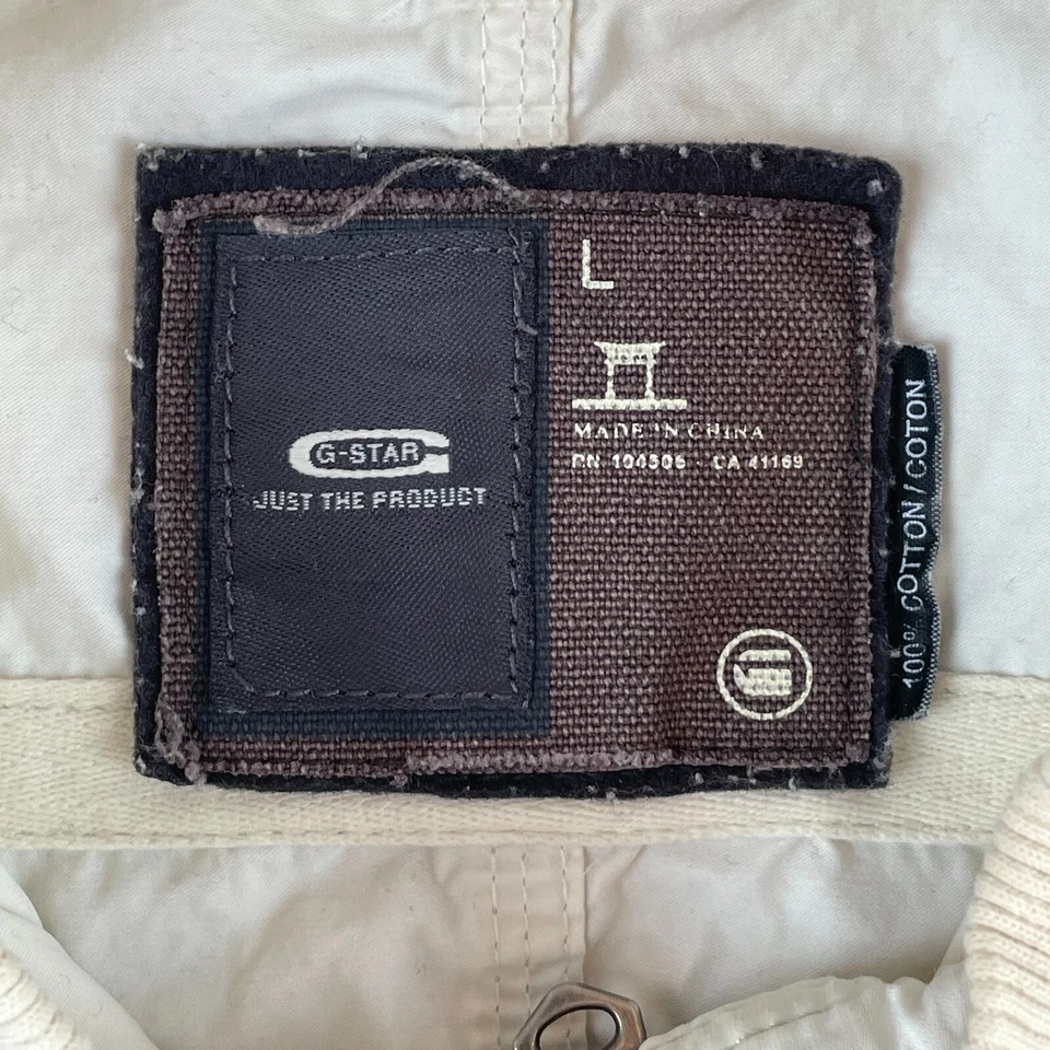 G-Star RAW Biker Jacket Women Large Ivory Full Zip Motto Long Sleeve Designer - Image 2 of 4