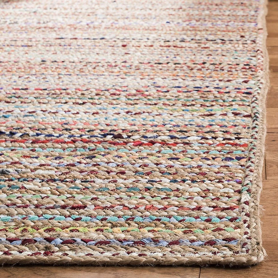 Rug 100% Natural Cotton Jute Braided Reversible Carpet Living Modern Area Rug - Image 3 of 4