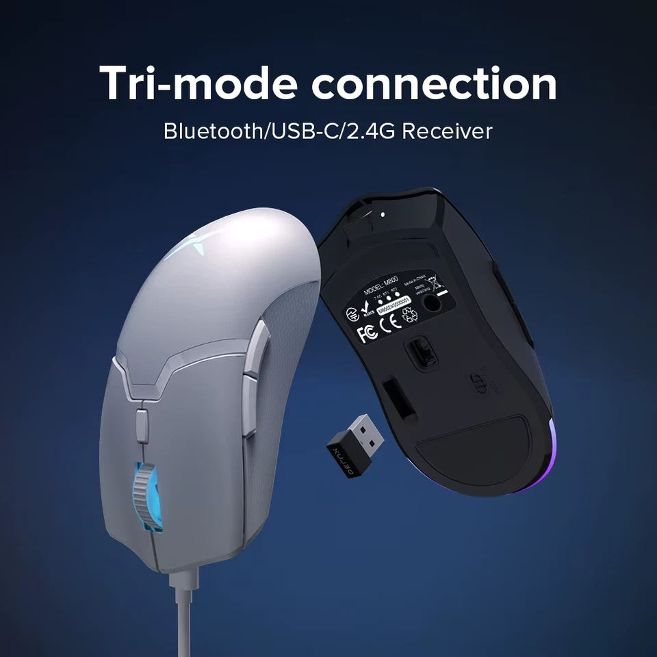 Delux M800 PAW3395 Gaming Mouse 26000DPI RGB Tri-Mode Wireless 72g Rechargeable - Image 4 of 4