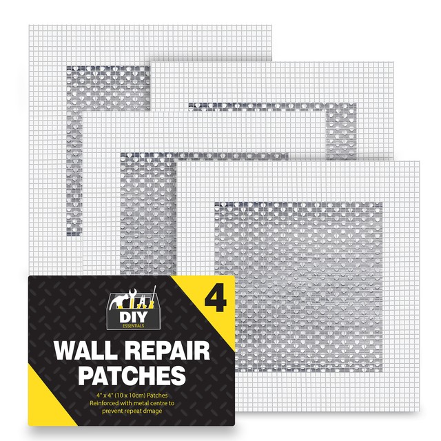 4pk Self Adhesive Wall Repair Patch 10cm x 10cm Mesh Drywall Ceilings Plastering 4pk Self Adhesive Wall Repair Patch 10cm x 10cm Mesh Drywall Ceilings Plastering