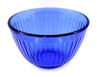 Pyrex Bowl Clear Dark Blue Glass 3.5H x 5.5 W No Chips / Cracks Very Good