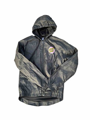 Santa Cruz Full Zip Windbreaker Coach Jacket Mens Black Pink Med Skate Backprint - Picture 3 of 4
