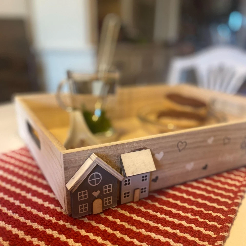 UNUS® Deko-Tabletts Holz 2er Set Griff white-washed Holztablett Küchentablett - Bild 4 von 4