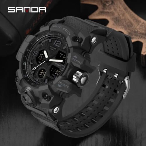 SANDA Top Brand Sports Men's Wrist Watches Military Quartz Watch Man Waterproof - Picture 1 of 18