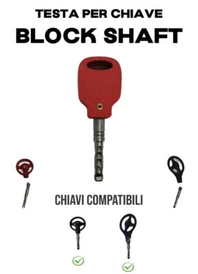 TESTA DI RICAMBIO IMPUGNATURA PER CHIAVE BLOCK SHAFT PLASTICA COLORE ROSSO v2