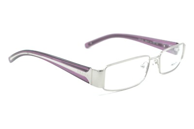 New Authentic Prada VPR 53L 1BC-101 Italy Silver Rectangular Metal Eyeglasses