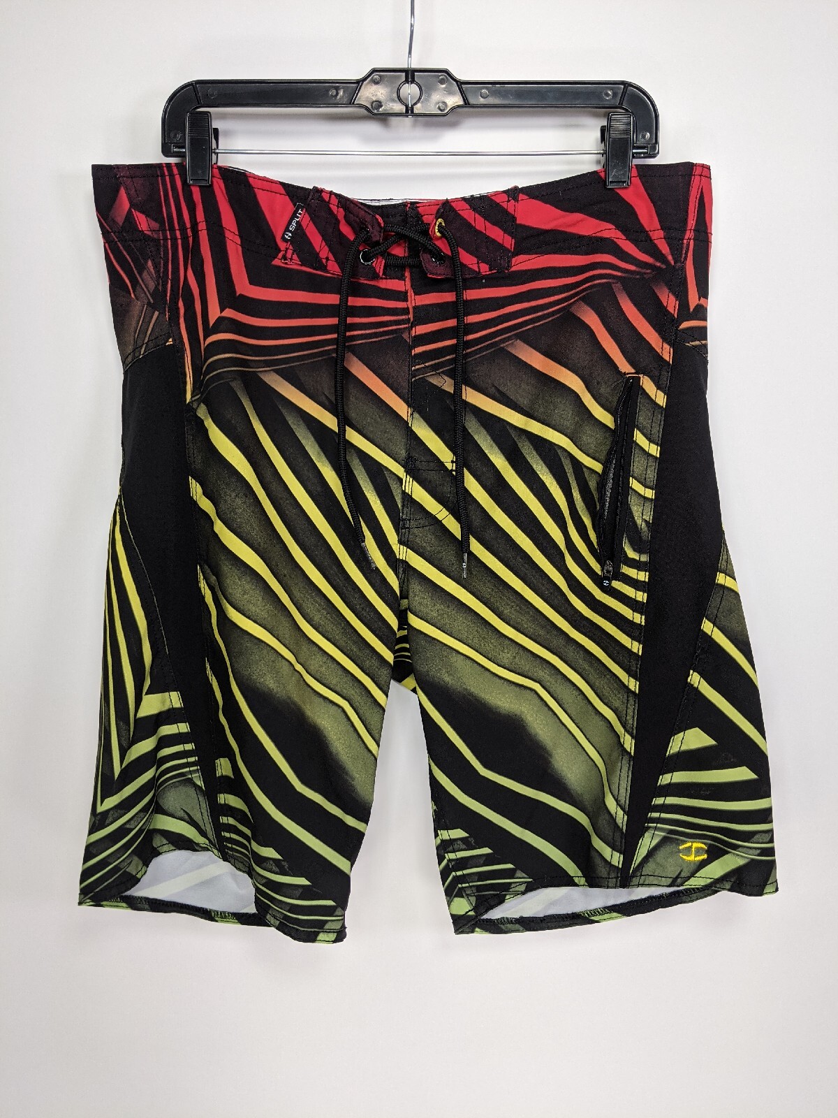 Split Multicolor Geometric Drawstring Swim Trunk … - image 1