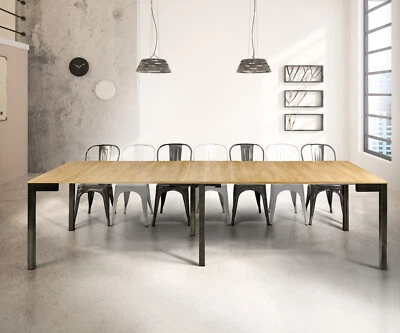 Ausziehbarer Tisch Konsole Eichenplatte Moderne Metallstruktur Studio - Bild 1 von 4