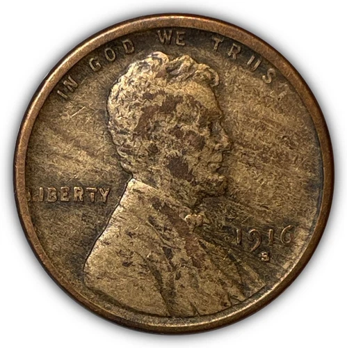 1916-S Lincoln Wheat Cent Choice Very Fine VF+ Coin #6800