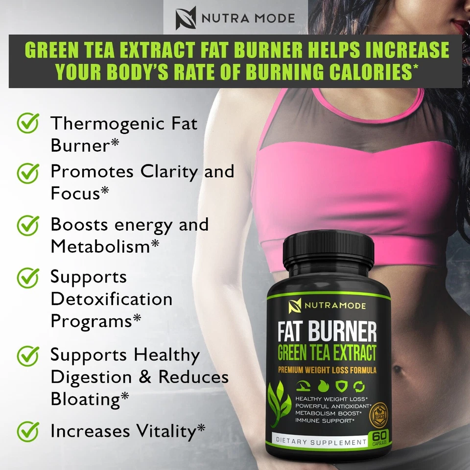 Green Tea Extract Belly Fat Burner Supplement with EGCG Appetite Suppressant - Image 2 of 4