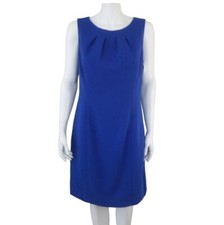 NWT Eliza J Blue Ponte Sheath Dress 12 Sleeveless Knee Length Cut Out Back