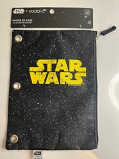 Yoobi STAR WARS Binder Zip Pencil Case Pouch Folder Black Logo Disney NEW d/t