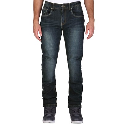 Mens Motorcycle Jeans Trousers W42-L30 - Modeka Glenn II 2 - Stone Wash Blue