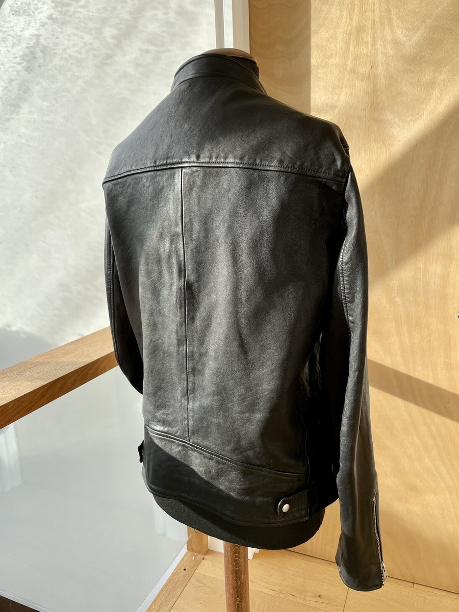 All Saints Harwood Leather Jacket Large Mens Black Celebrity Biker