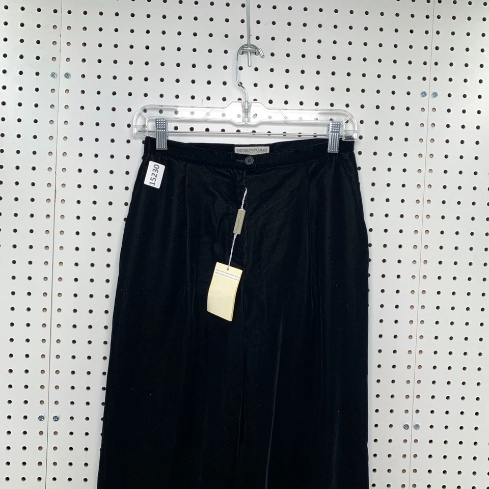 NEW Vintage Emporio Armani Velour Velvet Black Wide Leg Pants NWT Size 40 26X33 - Image 2 of 4