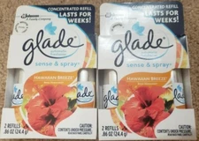 4 New Glade Sense & Spray Automatic Freshener Hawaiian Breeze .43 oz Refills 