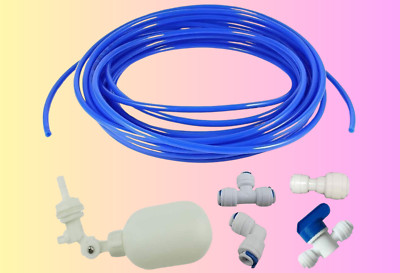 1/4 Inch CCK Tube Float Valve Kit for RO System - Blue (Ball Valve + 15ft Pipe)