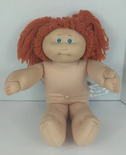 1985 Cabbage Patch Doll Red Hair Ponytail Green Eyes yarn hair 16" vintage