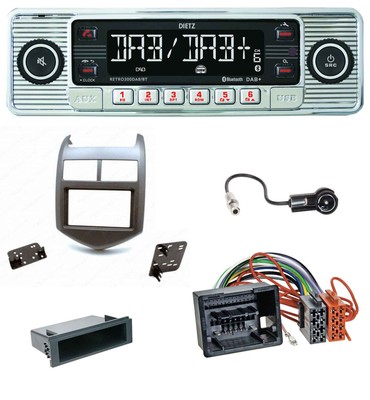 Dietz Bluetooth MP3 DAB USB Autoradio für Chevrolet Aveo Sonic ab 2011 dunkelgra