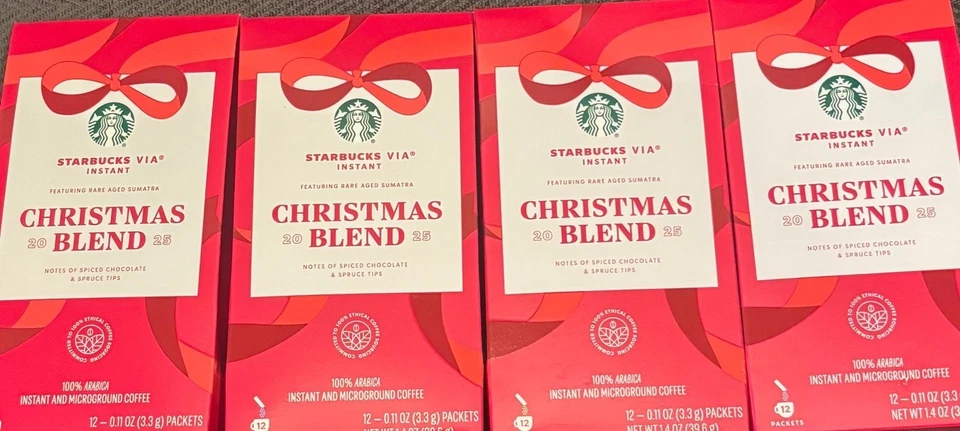 48 Packets of Starbucks Via Instant Christmas Blend 2025 Coffee!