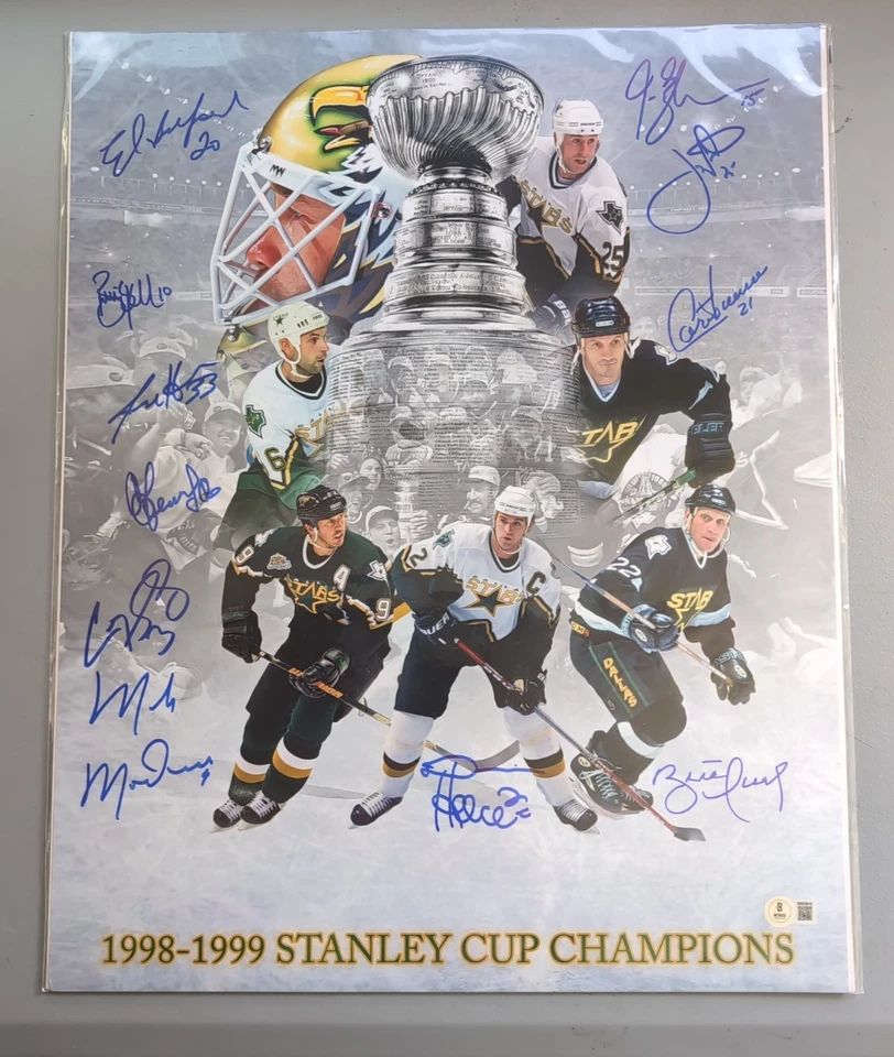 Dallas Stars 1998-99 Champs 11 signed W/ 6 HOFers 16x20 Hockey Photo - BAS COA - Image 2 of 2
