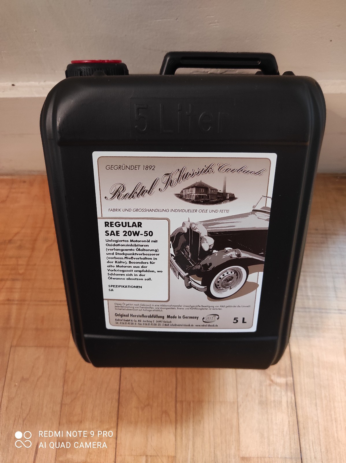Huile Rektol Klassik Regular 20W50 lubrifiant haut de gamme pour CITROEN Traction 1948