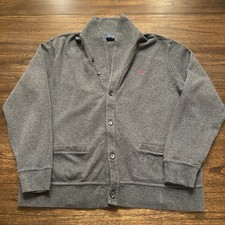 Polo Ralph Lauren Sweater Mens XL Charcoal Gray Cardigan Estate Rib Shawl Collar