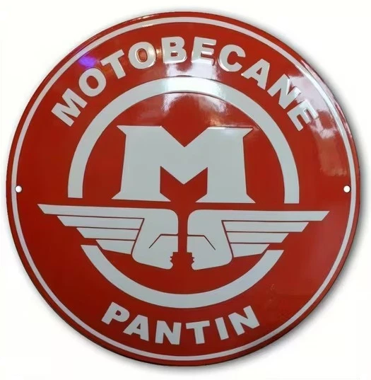 Plaque Murale Métal Ronde – Motobecane – Style Art Déco Vintage – Neuf