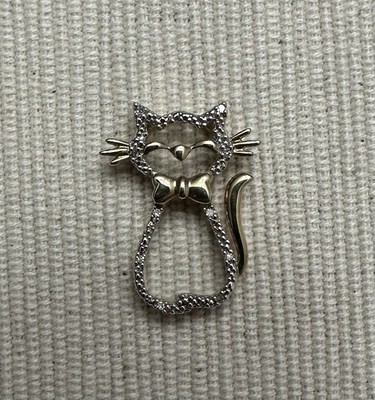 10K Gelbgold Diamant Katze Anhänger Diamond Kitty Anhänger Gelbgold Akzente