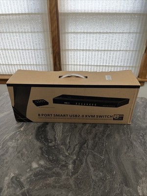 Rijer 8 Port Smart USB 2.0 KVM Switch W/ Cables/Accessories - New in Open Box