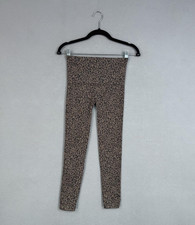 Spanx Leggings Womens Medium Brown Animal Print Shaping Stretch Cropped Pants