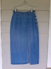 Women's Vintage 90s Denim Straight Pencil Maxi Skirt Sz 5/6 Country Classic